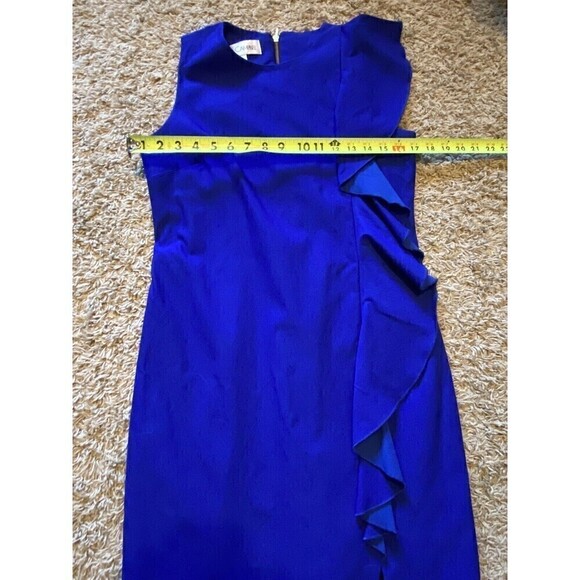 SARA CAMPBELL Dress Size 10 Royal Blue Stretch Side Ruffle Sheath USA - Picture 7 of 7